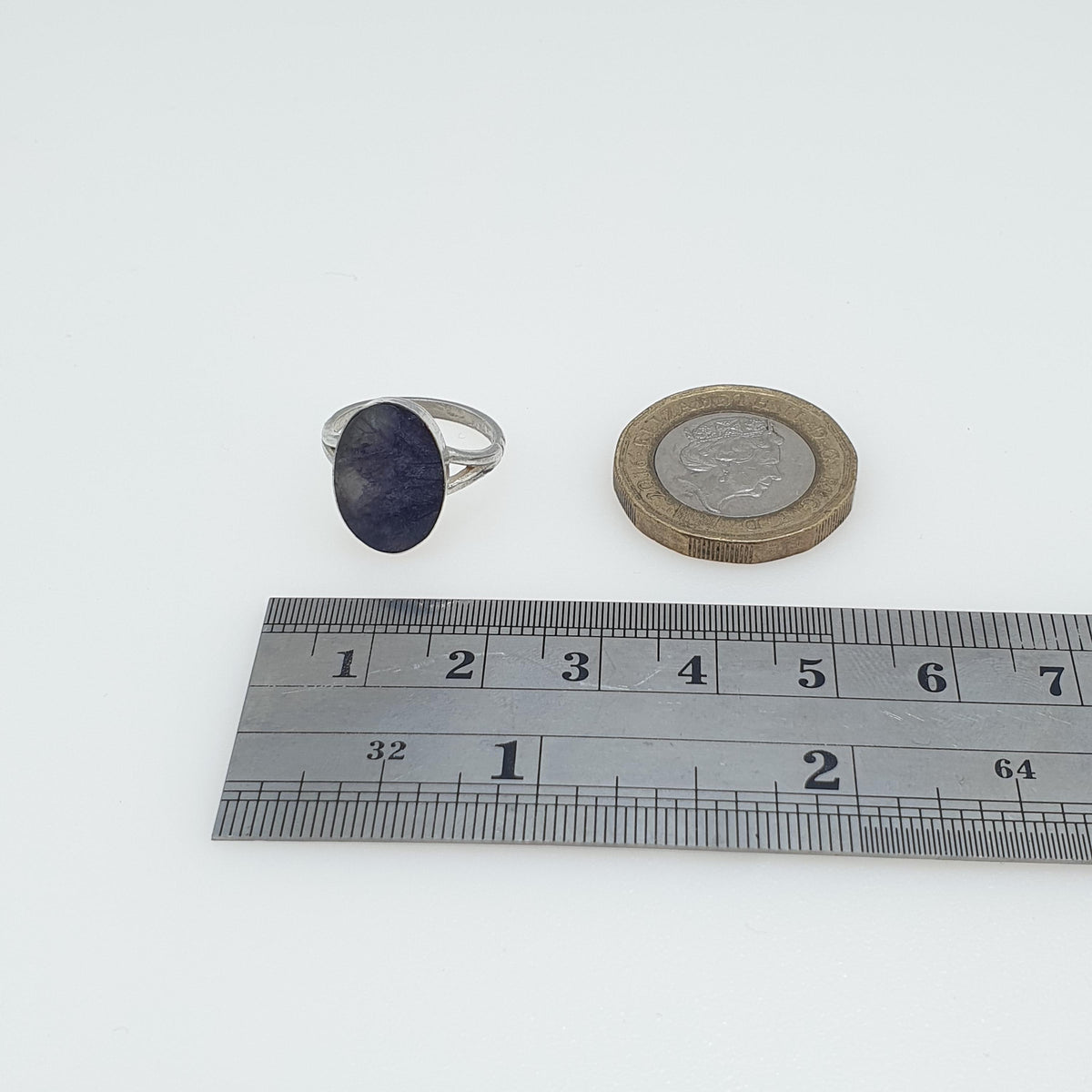 Antique Solid Silver Blue John Ring Signet Oval Cut Cabochon Genuine Womens Rare Fluorite Gemstone Mens Jewelry Jewellery UK I.5 US 4.5