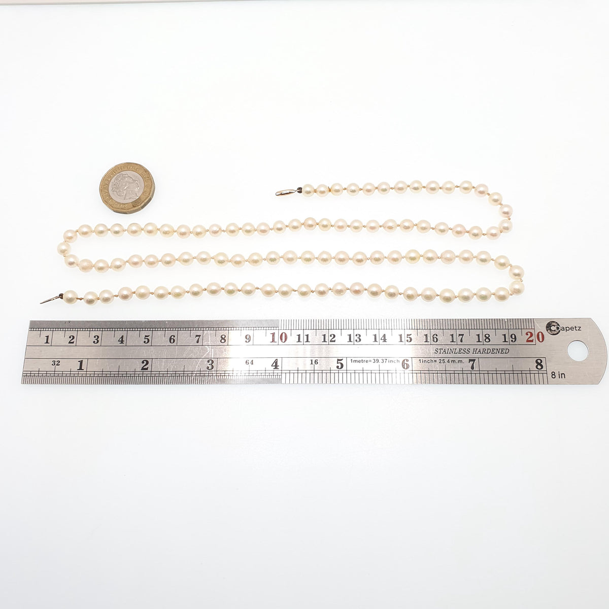 Antique Art Deco 9ct 9k Cultured Pearl Necklace Very Long 68cm 26" 26.04g Opera Solid 9kt Vintage Genuine Real Pearls Jewelry Jewellery