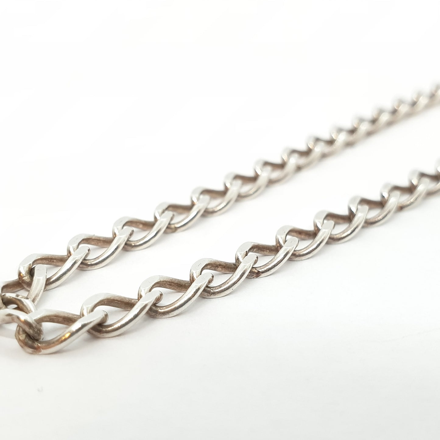 Vintage Sterling Silver Chain Bracelet Curb Links 4.54g 19cm 7.5" Solid 925 Womens Mens Jewellery Jewelry Retro 1980s Long Link Charms