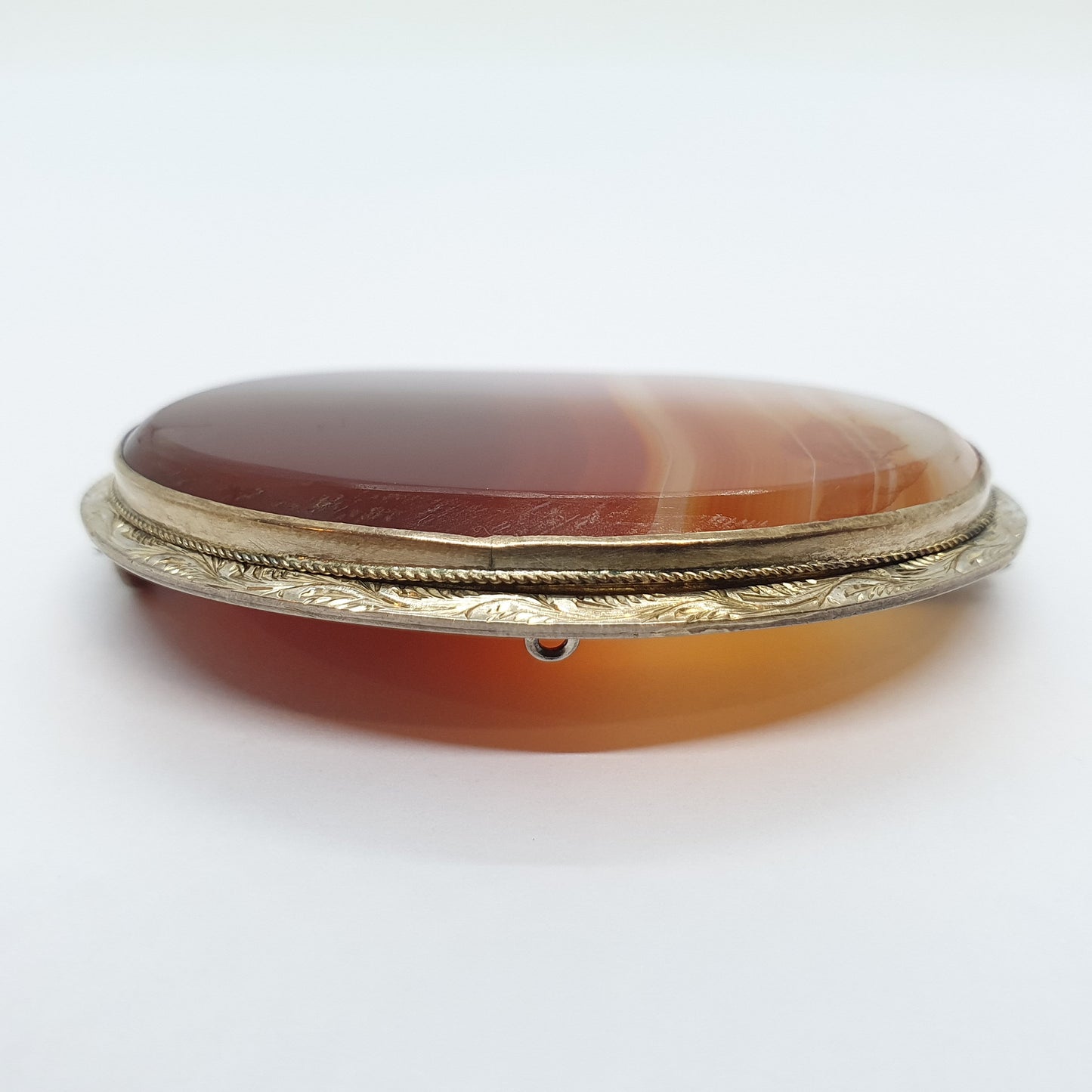 Antique 9ct 375 Gold Victorian Agate Brooch Pin Solid 9k Engraved Large Big Specimen Vintage Quartz Banded Red Womens Jewelry Jewellery