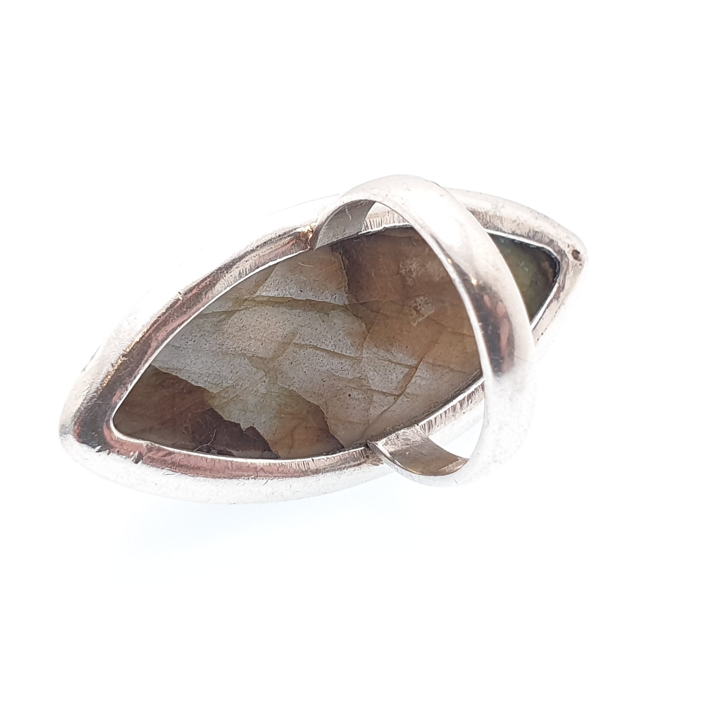 Vintage Sterling Silver Big Labradorite Ring Large Huge Gemstone Adularescence Marquise Solid 925 Jewellery Womens Jewelry UKL US5.75