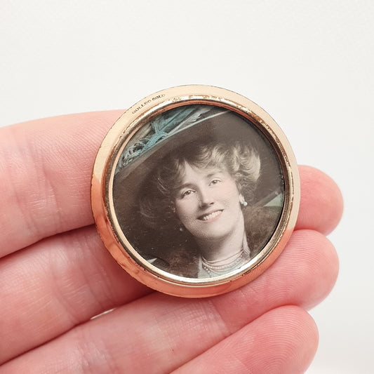 Antique Rolled Gold Photo Brooch Pin Rose Gold Filled Picture Edwardian 1900s Old Vintage Elegant Lady Women Womens Ladies Jewellery Jewelry