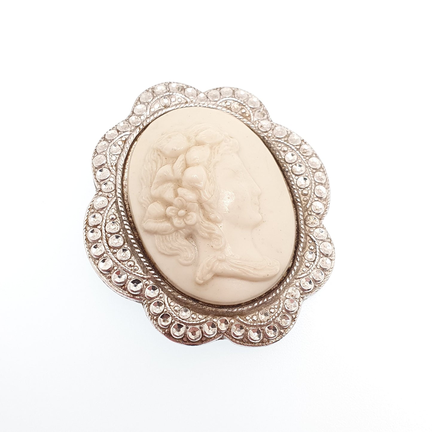 Vintage CHARLES HORNER Sterling Silver Cameo Brooch Pin Large Genuine Faux Shell Pastry Cutter Male 1948 Hallmark C.H Jewelry Jewellery