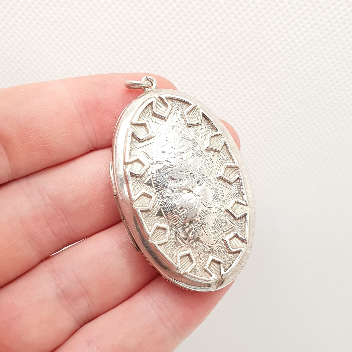 Antique Victorian Sterling Silver Pendant Large 1880 Engraved Etruscan Style Necklace Big Solid 925 1800s Vintage Womens Jewelry Jewellery