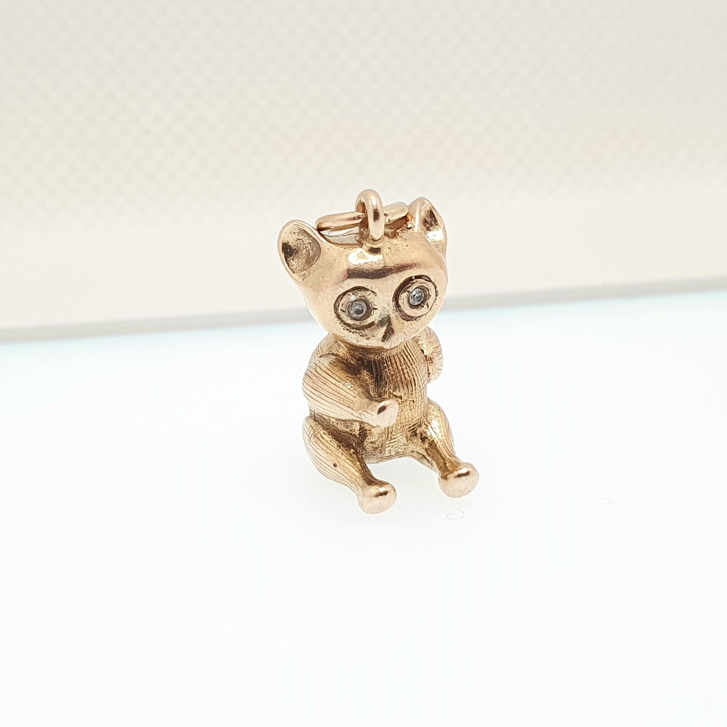 Vintage 9ct 9k Gold Teddy Bear Charm Necklace Pendant Bracelet CZ Eyes Soft Toy Style Sparkly Cute Gift Solid 375 Womens Jewellery Jewelry