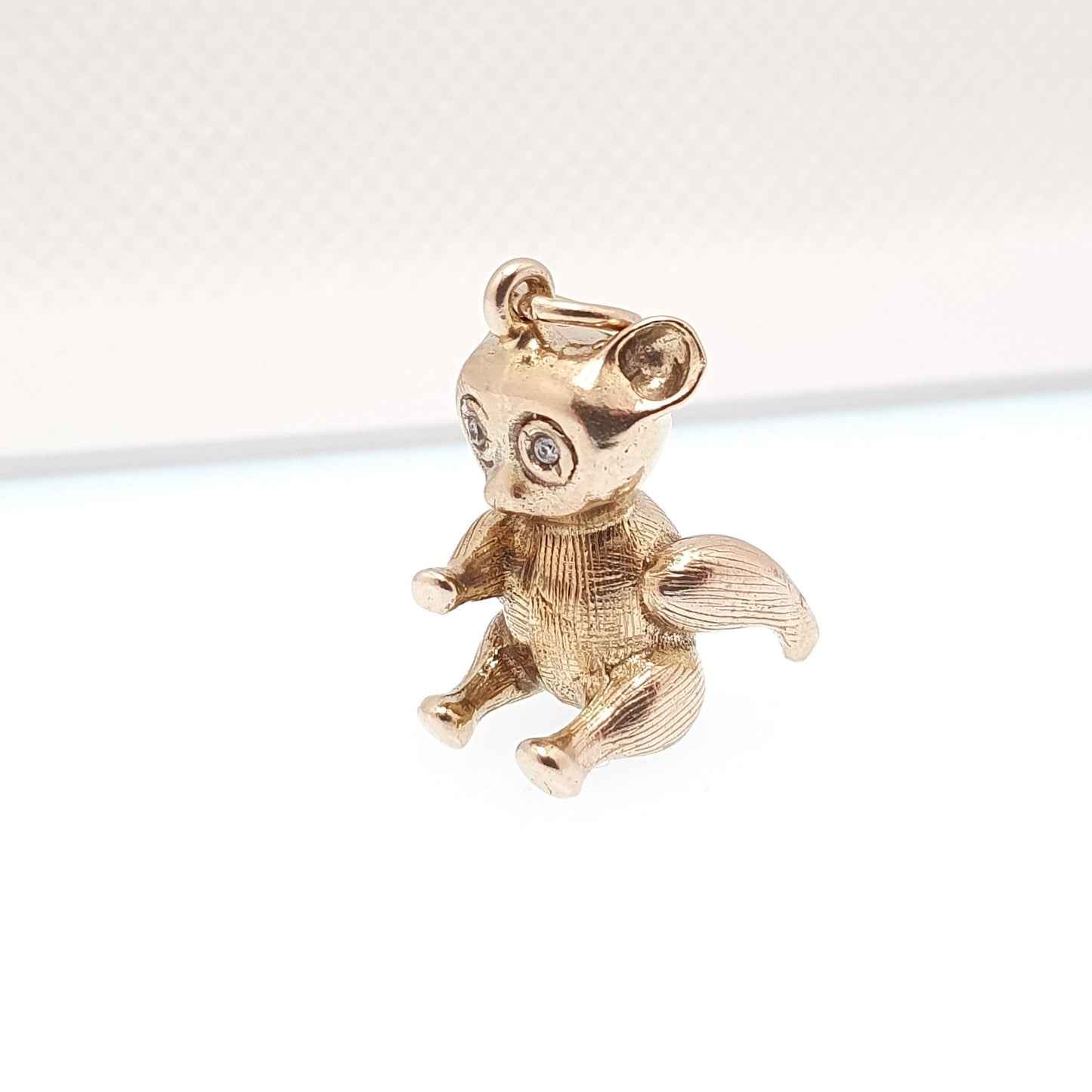 Vintage 9ct 9k Gold Teddy Bear Charm Necklace Pendant Bracelet CZ Eyes Soft Toy Style Sparkly Cute Gift Solid 375 Womens Jewellery Jewelry