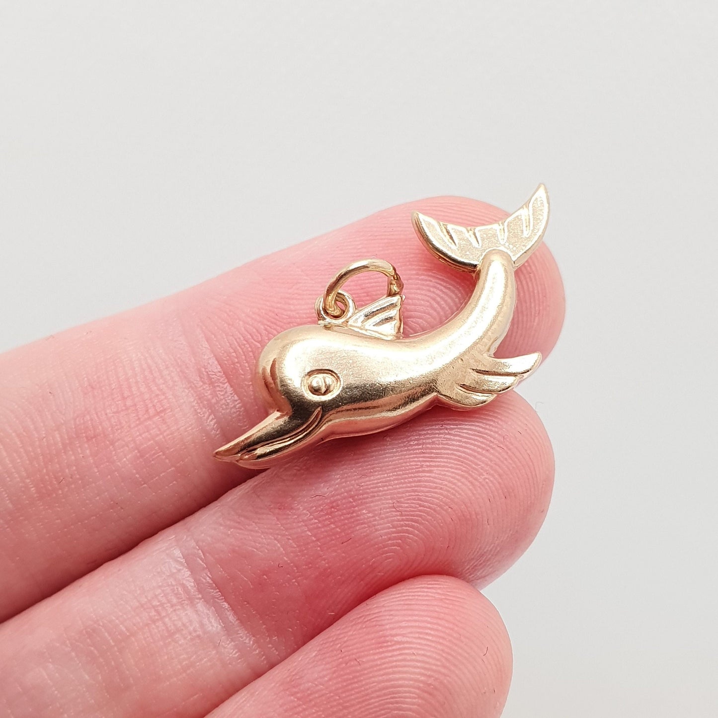 Vintage 9ct 9k Gold Dolphin Charm Bracelet Necklace Pendant Solid 375 Flipper Fish Miami Sea Mens Retro Womens Charms Jewellery Jewelry