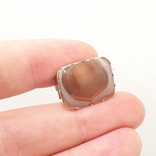 Antique 9ct Gold Agate Jasper Brooch Early Victorian Solid 9k 375 Border Quartz Agate Rectangular Gemstone 1800s Womens Jewellery Jewelry