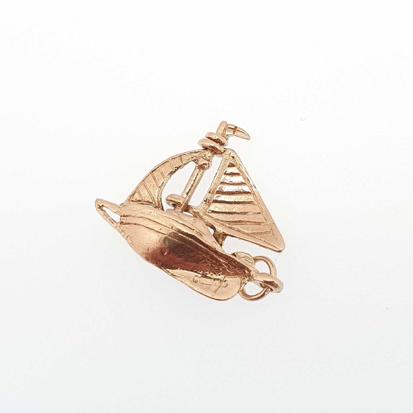 Vintage 9ct 9k Gold Sailing Yacht Charm Pendant Bracelet Necklace Solid 375 Boat Ship Sail Sea Mens Retro Womens Charms Jewellery Jewelry