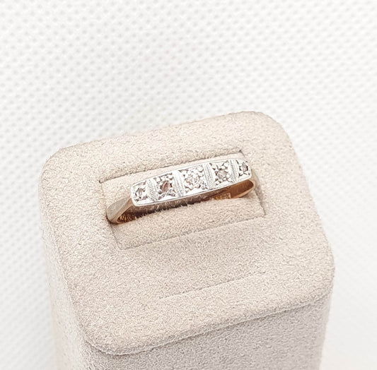 Antique 18ct Gold Diamond Ring Old Cut Art Deco Platinum Solid 18k 750 5 Stone Natural Diamonds Fine Estate Womens Vintage Jewelry Jewellery