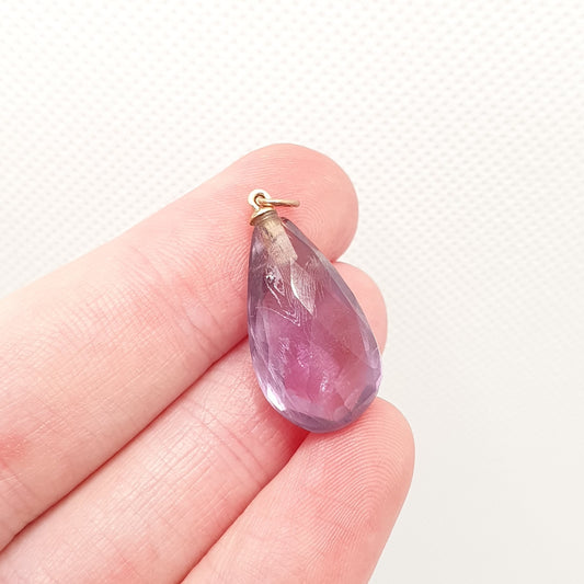 Antique Victorian 9ct 9k Gold Amethyst Pendant Necklace Pear Cut Faceted Natural Gemstone Quartz Solid 375 Vintage Womens Jewellery Jewelry