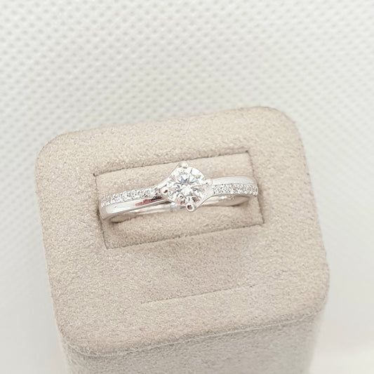 Natural Diamond Ring 18k 18ct White Gold 0.3ct Carat VS2 Engagement Wedding Rings Brilliant Cut Fine Estate Womens Vintage Jewelry Jewellery