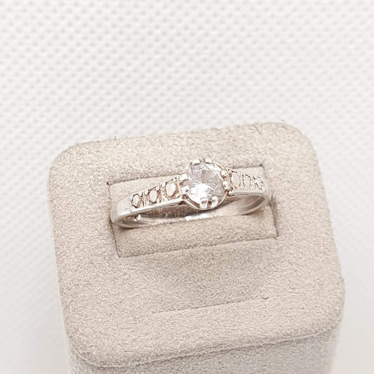 Antique Solid Silver White Spinel Ring Art Deco Solitaire Large Gemstone Real Genuine Round Cut Gem Vintage Womens Jewellery Jewelry