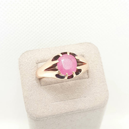 Antique Victorian 15ct Gold Ruby Ring Gypsy Solitaire Natural Gemstone Solid 15k 625 Chunky Large Vintage Mens Womens Jewelry Jewellery