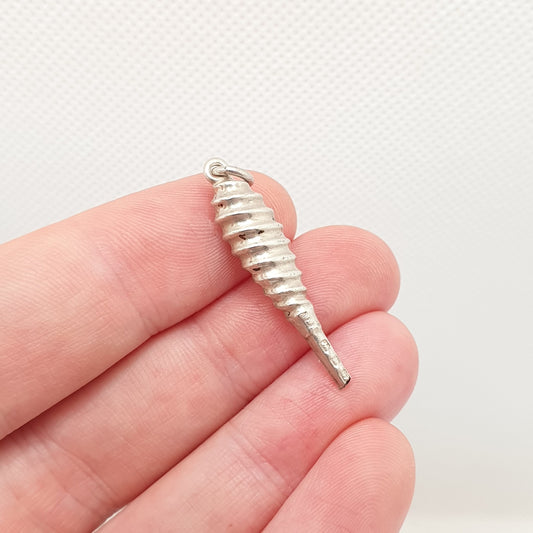 Antique Victorian Sterling Silver Spiral Charm Pendant Necklace Teardrop Swirl Hallmarked Genuine 1800s Womens Jewelry Vintage Jewellery
