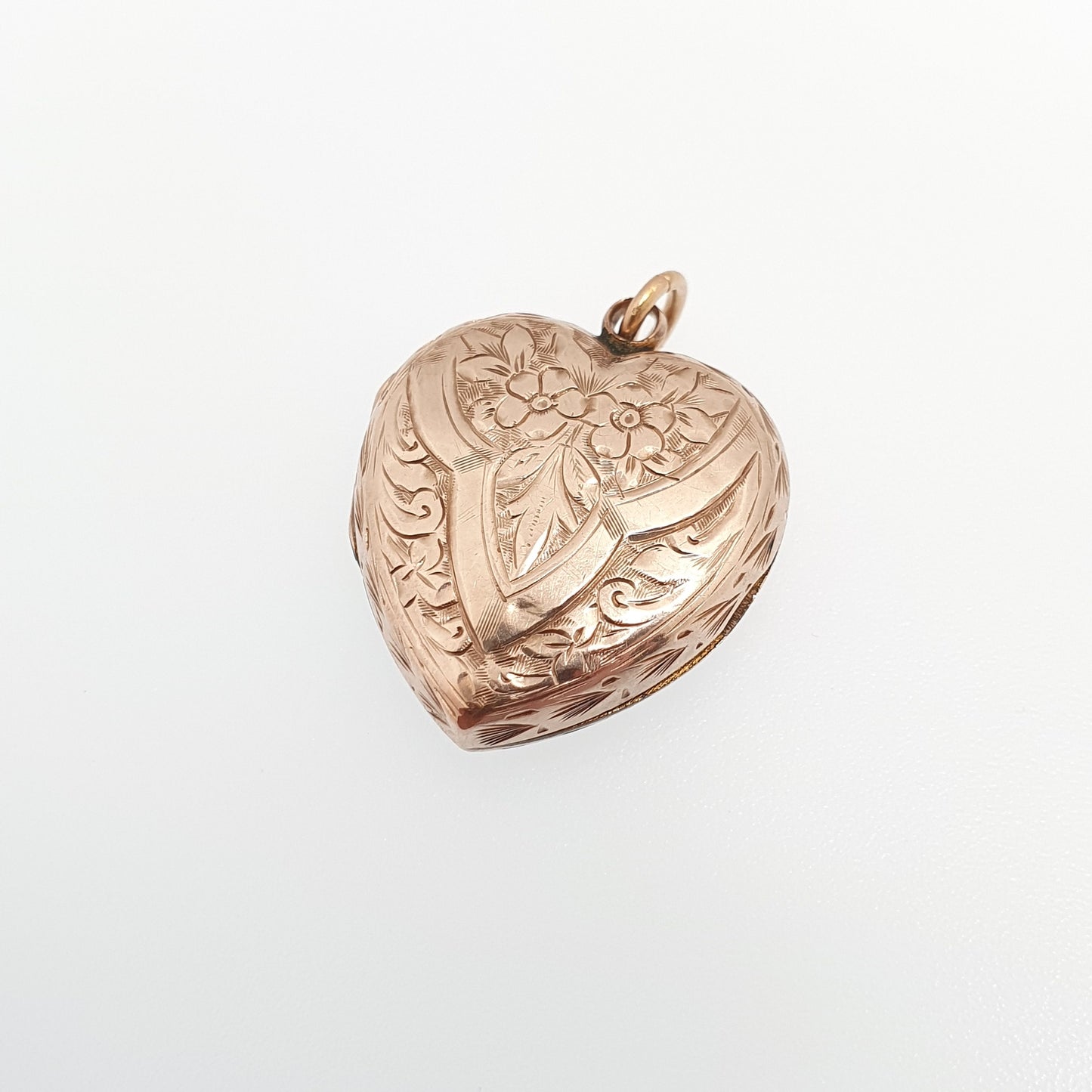 Antique Victorian 9ct Gold Heart Locket Engraved Back and Front Solid 9k 375 Pendant Fine Estate Love Necklace Jewelry Womens Jewellery