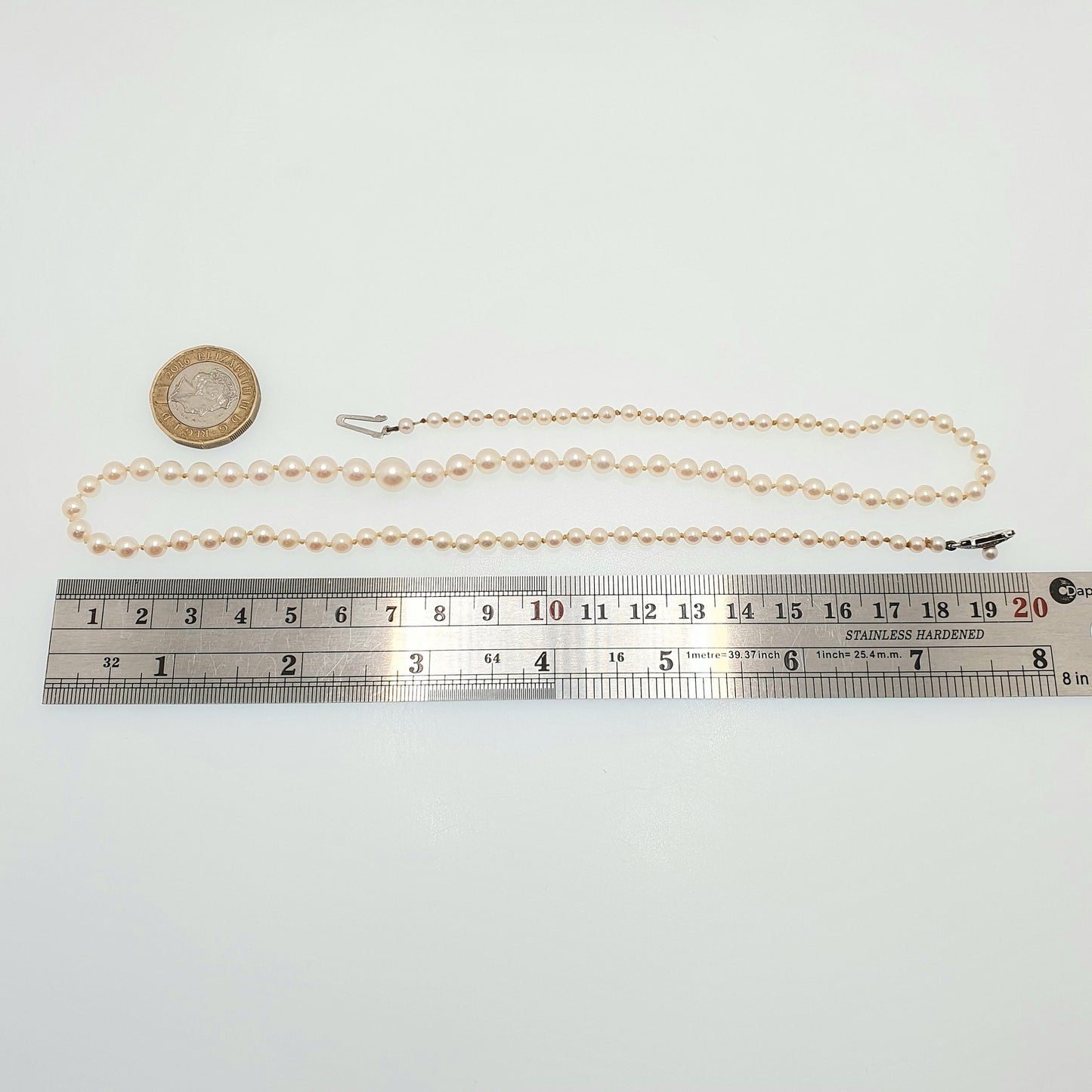 Vintage MIKIMOTO Pearl Necklace Sterling Silver Clasp Cultured Japanese Long 54cm 21.2" 13.70g Genuine Real Fine Womens Jewelry Jewellery