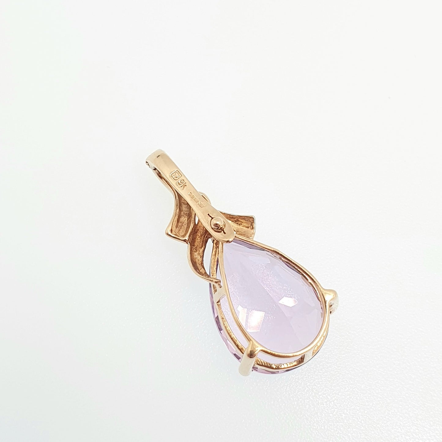 9ct 9k Gold Amethyst Necklace Pendant Large Pear Cut Big Solid 375 Retro Gemstone Retro Vintage Womens Ladies Jewellery Jewelry