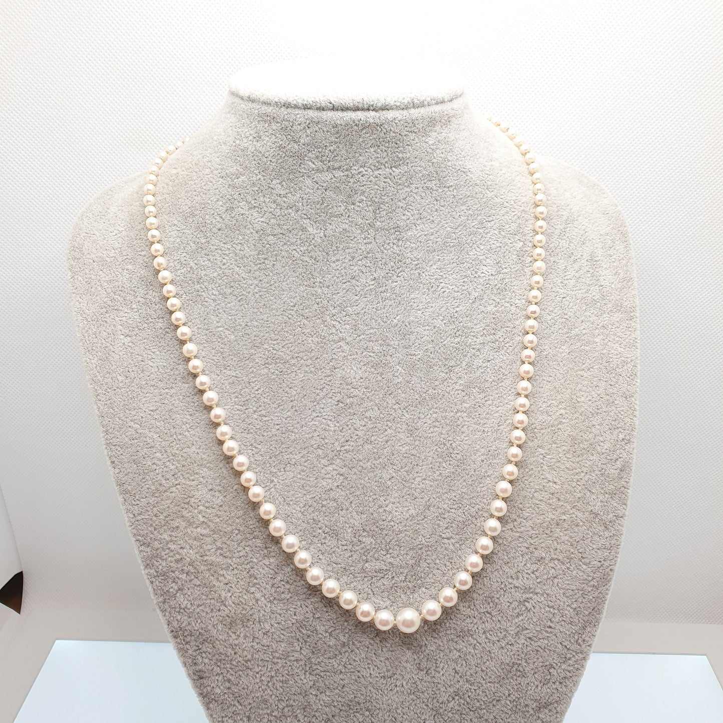 Vintage MIKIMOTO Pearl Necklace Sterling Silver Clasp Cultured Japanese Long 54cm 21.2" 13.70g Genuine Real Fine Womens Jewelry Jewellery