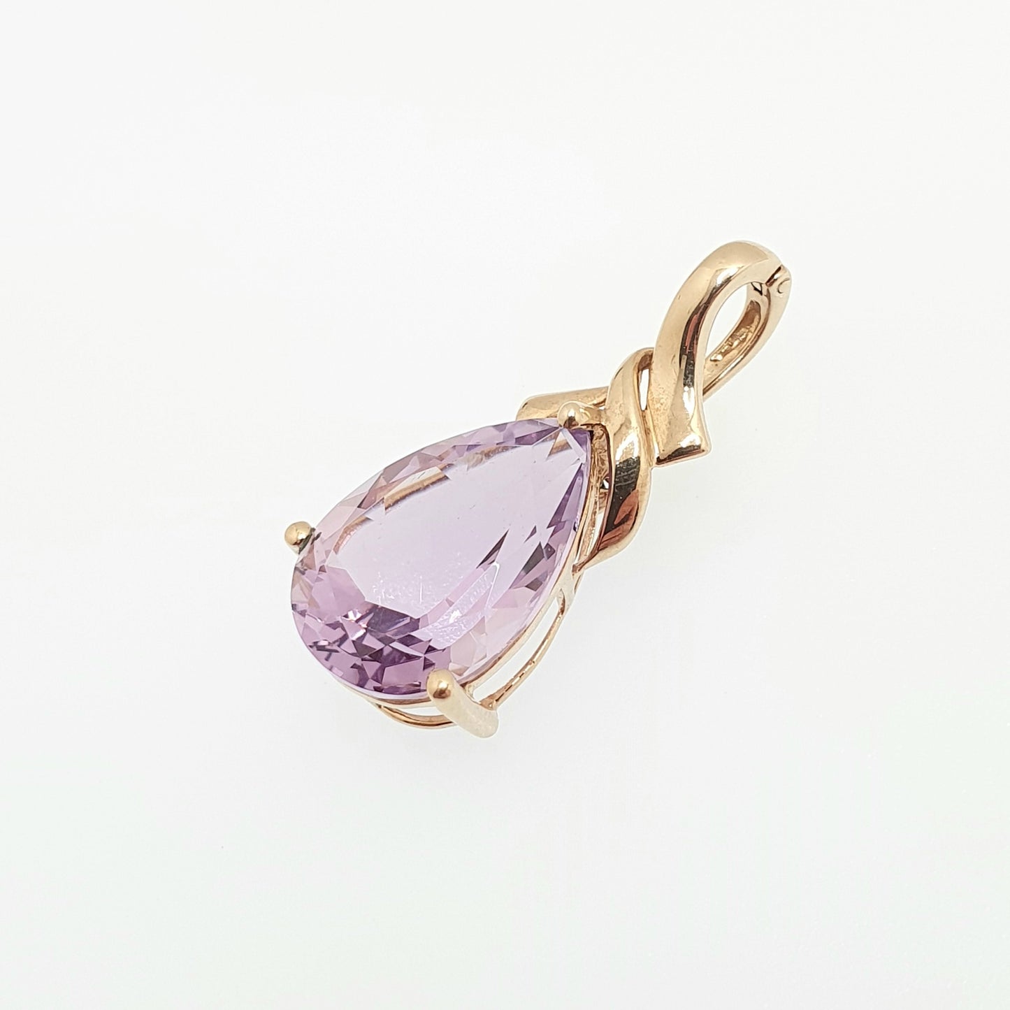 9ct 9k Gold Amethyst Necklace Pendant Large Pear Cut Big Solid 375 Retro Gemstone Retro Vintage Womens Ladies Jewellery Jewelry