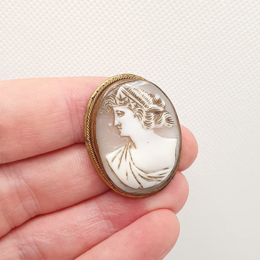 Antique Victorian Cameo Brooch Gold Gilt Plate Border Large Big Fine Hand Carved Shell Italian 1800s Old Vintage Jewelry Jewellery