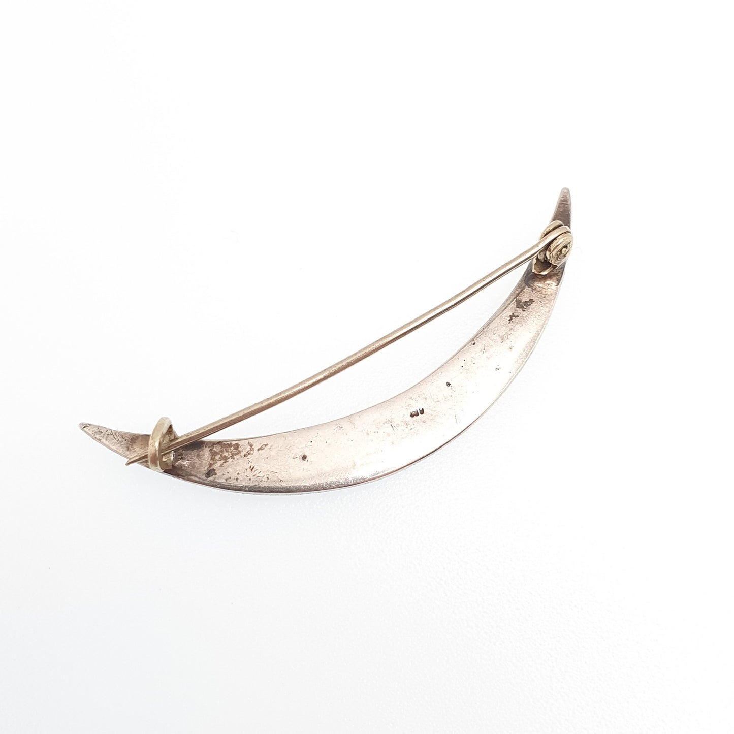 Antique Solid Silver Diamond Paste Crescent Moon Brooch Victorian Sparkly Vintage Ladies Celestial Womens Jewelry Jewellery 1800s Genuine