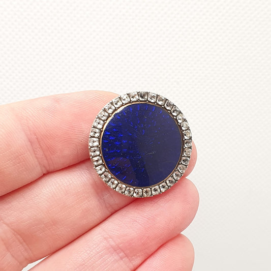 Antique Georgian Solid Silver Bristol Blue Glass Diamond Paste Brooch Cluster Pin Foiled Pastes Vintage 1800s Womens Jewelry Jewellery