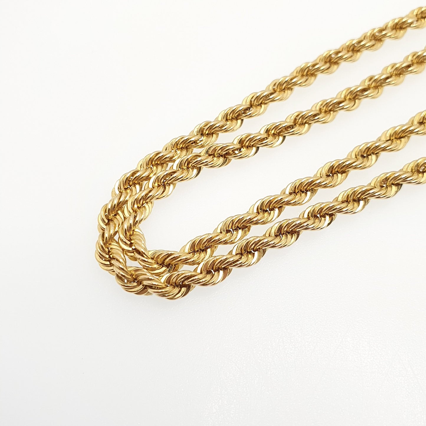 Vintage 9ct 375 Gold Chain Necklace Rope Link Twist Helix 51cm 20" 7.41g Thick Wide Solid 9k Yellow Estate Hallmark Womens Jewelry Jewellery