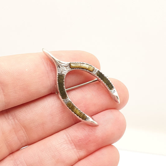 Antique Sterling Silver Connemara Wishbone Brooch Adie & Lovekin Lucky Good Luck Solid 925 Genuine Rare Fine Vintage Jewelry Jewellery