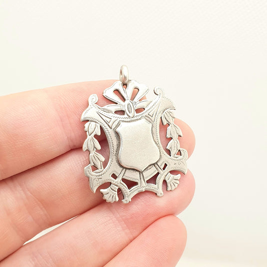 Antique Victorian Sterling Silver Albert Fob Pendant Big Heavy Large 1900 Hallmark Solid 925 Necklace Womens Mens Jewelry Jewellery