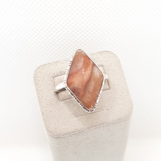 Antique Solid Silver Quartz Ring Red Pink Genuine Real Gemstone Art Deco Kite Large Big 1920s Womens Ladies Old Vintage Jewelry Jewellery