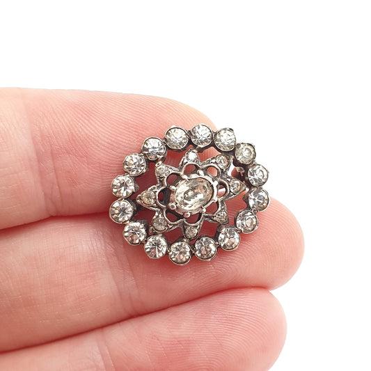 Old Vintage Solid Silver Diamond Paste Brooch Star Cluster Antique Victorian Style Swedish Hallmark 1940s Sparkly Womens Jewelry Jewellery