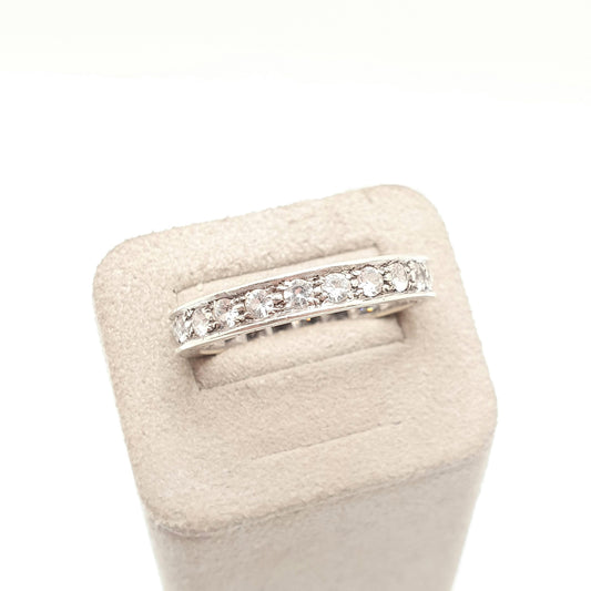 Antique 9ct 9k White Gold Eternity Ring White Spinel Art Deco 1920s Full Band Large Size Solid 375 Vintage Sparkly Womens Jewelry Jewellery