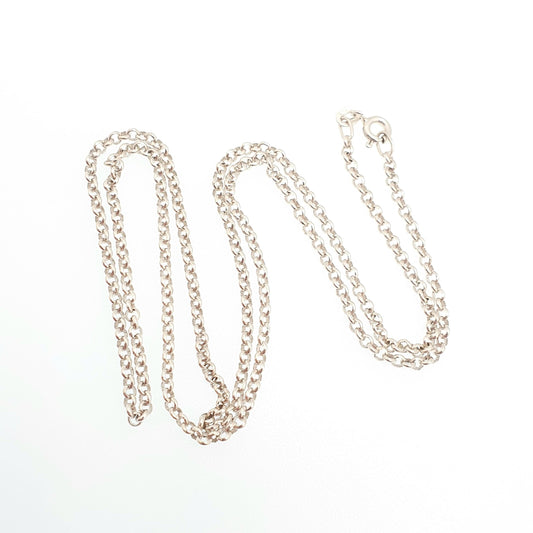 Vintage Sterling Silver Rolo Link Chain Necklace 52cm 20.4" 5.39g Belcher Chains 1980s Big Round Solid 925 Womens Mens Jewelry Jewellery