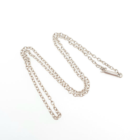 Antique Solid Silver Chain Necklace Cable Link 40cm 15.7" 3.69g Trace Oval Links Genuine Womens Vintage Old Retro Jewelry Jewellery