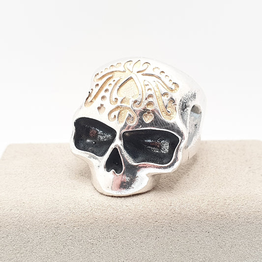 Designer Sterling Silver Skull Ring DOGSTONE Mexican Style Huge Large Chunky Biker Gothic Skeleton Mens Womens Jewelry Jewellery