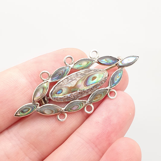 Antique Sterling Silver Abalone Shell Brooch New Zealand NZ Star Cluster 1950s Rare Vintage Solid 925 Womens Retro Jewellery Jewelry