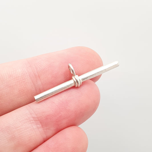 Vintage Solid Silver T Bar Pendant Fob Hallmarked Albert Chain Pocket Watch Charm Small Retro Mens Womens Jewelry Jewellery