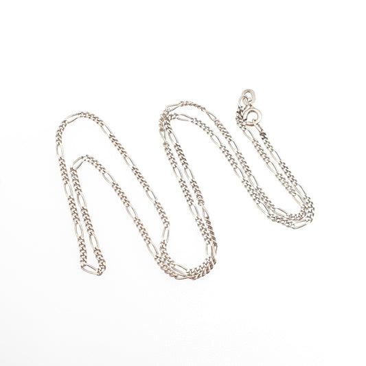 Vintage Sterling Silver Figaro Link Chain Necklace 44cm 17.3" 3.30g Long Solid 925 Unisex Mens Womens Retro Jewelry Jewellery Hallmarked