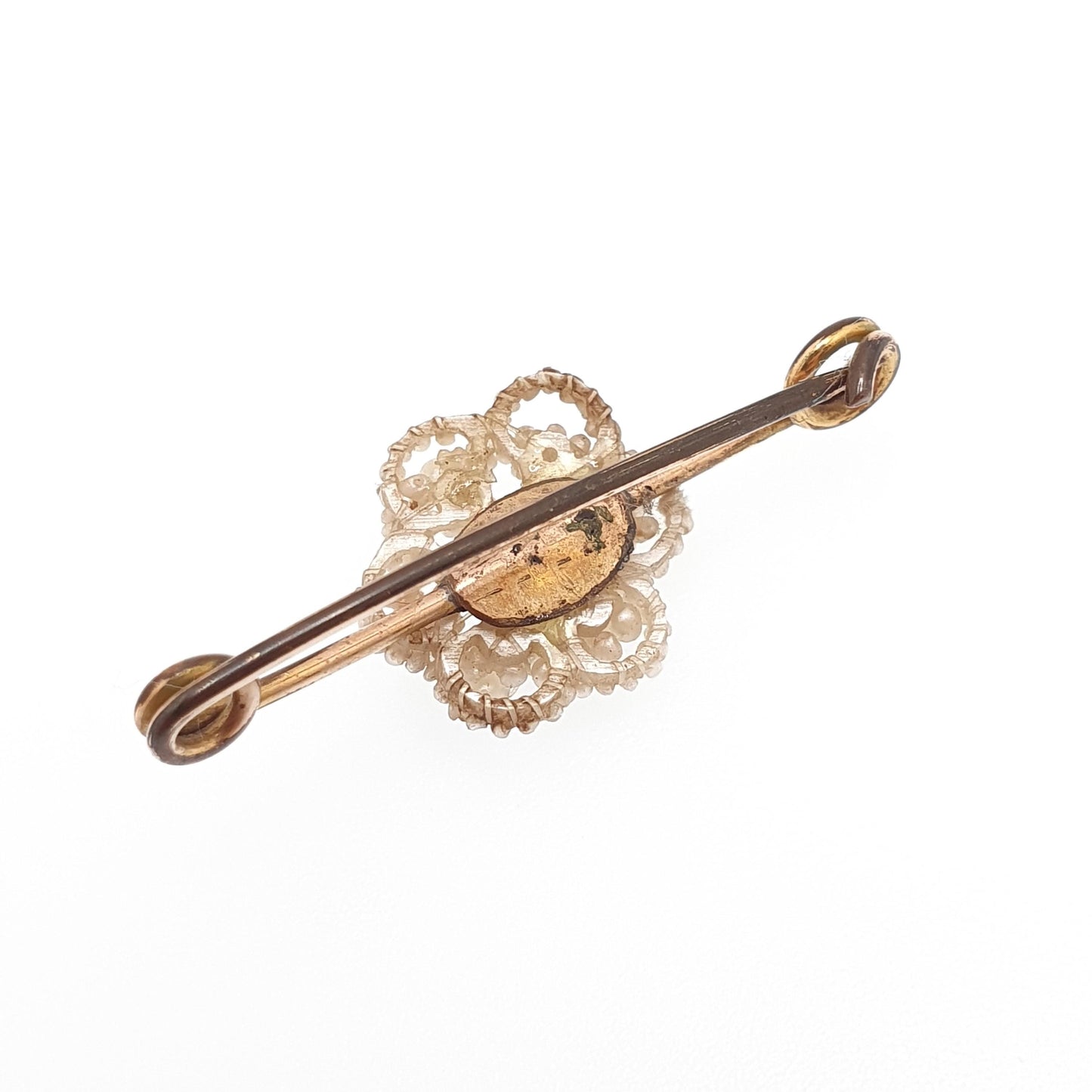 Antique Georgian Seed Pearl Brooch Cluster Rolled Gold Bar Pin Mother of Pearl Natural Pearls Woven Handmade Early 1800s Jewellery Jewelry