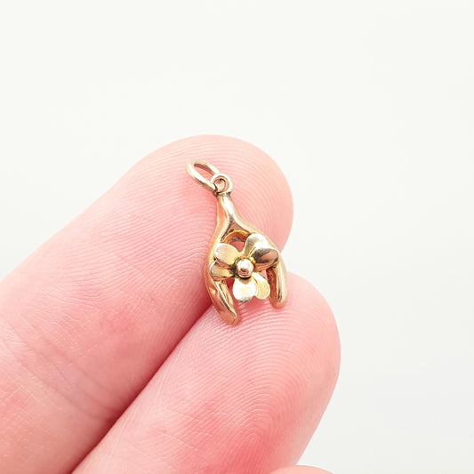 Antique Victorian 9ct 9k Gold Wishbone Clover Charm Pendant Necklace Bracelet Solid 375 Lucky Good Luck Vintage 1800s Jewelry Jewellery