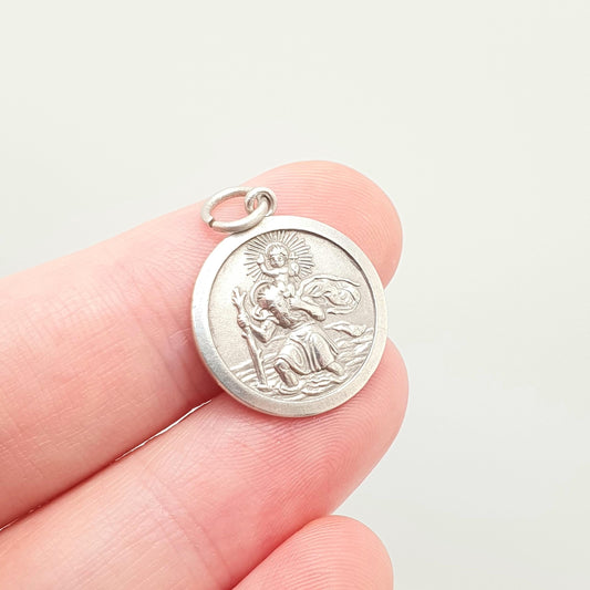 GEORG JENSEN Vintage Sterling Silver St Christopher Pendant Necklace Small Hallmark Genuine Saint Jewellery Jewelry Men Women 925 Travel