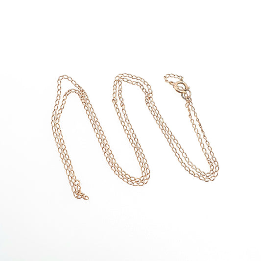 Antique 9ct 375 Rose Gold Chain Necklace Curb Link Long Victorian 46cm 18.1" 1.86g Solid 9 Carat 9k Fine Vintage Womens Jewelry Jewelry