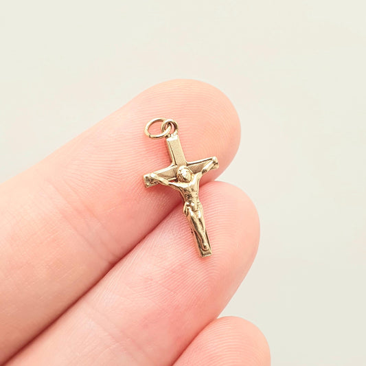 Vintage 9k 9ct Gold Jesus On The Cross Crucifix Necklace Pendant Charm Christian Catholic Solid 375 Religious Mens Womens Jewelry Jewellery