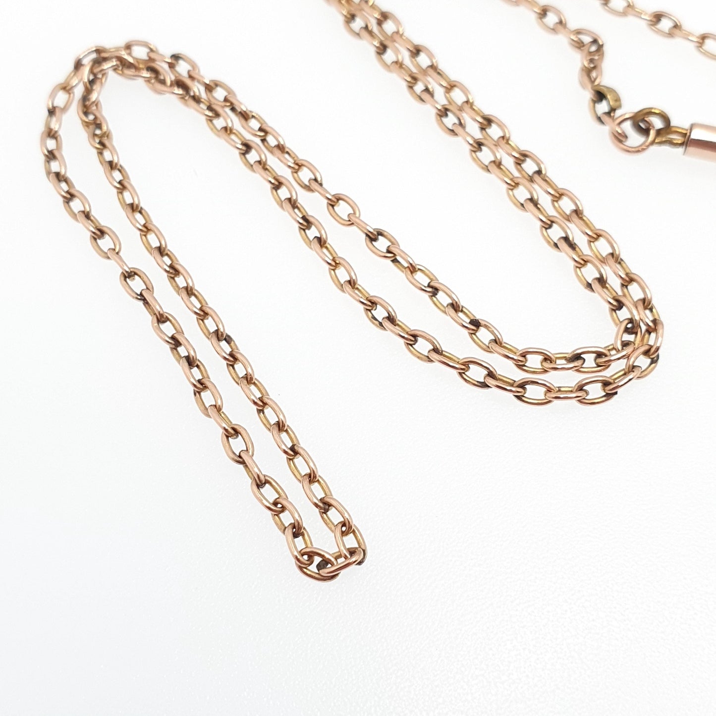 Antique 9ct 9k Rose Gold Chain Necklace Victorian Cable Link Solid 375 44cm 17.3" 4.70g Trace Fine Estate Genuine Vintage Womens Jewelry