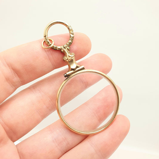 Antique Rolled Gold Monocle Pendant Eyepiece Victorian Necklace Glass Glasses Genuine Vintage 1800s Filled Vintage Jewelry Jewellery