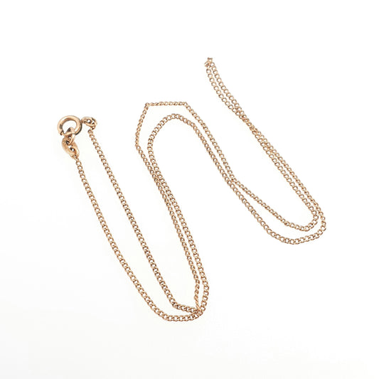 Antique Rolled Rose Gold Chain Necklace Curb Link 45cm 17.7" 2.16g Gold Filled Long Genuine Vintage Union Mens Womens Jewelry Jewellery