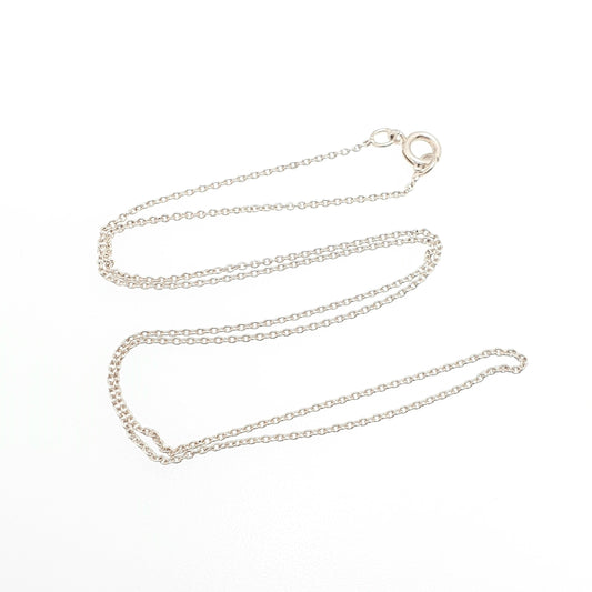 Antique Sterling Silver Chain Necklace Cable Link 45cm 17.7" 1.67g Trace Oval Links Genuine Womens Vintage Old Retro Jewelry Jewellery