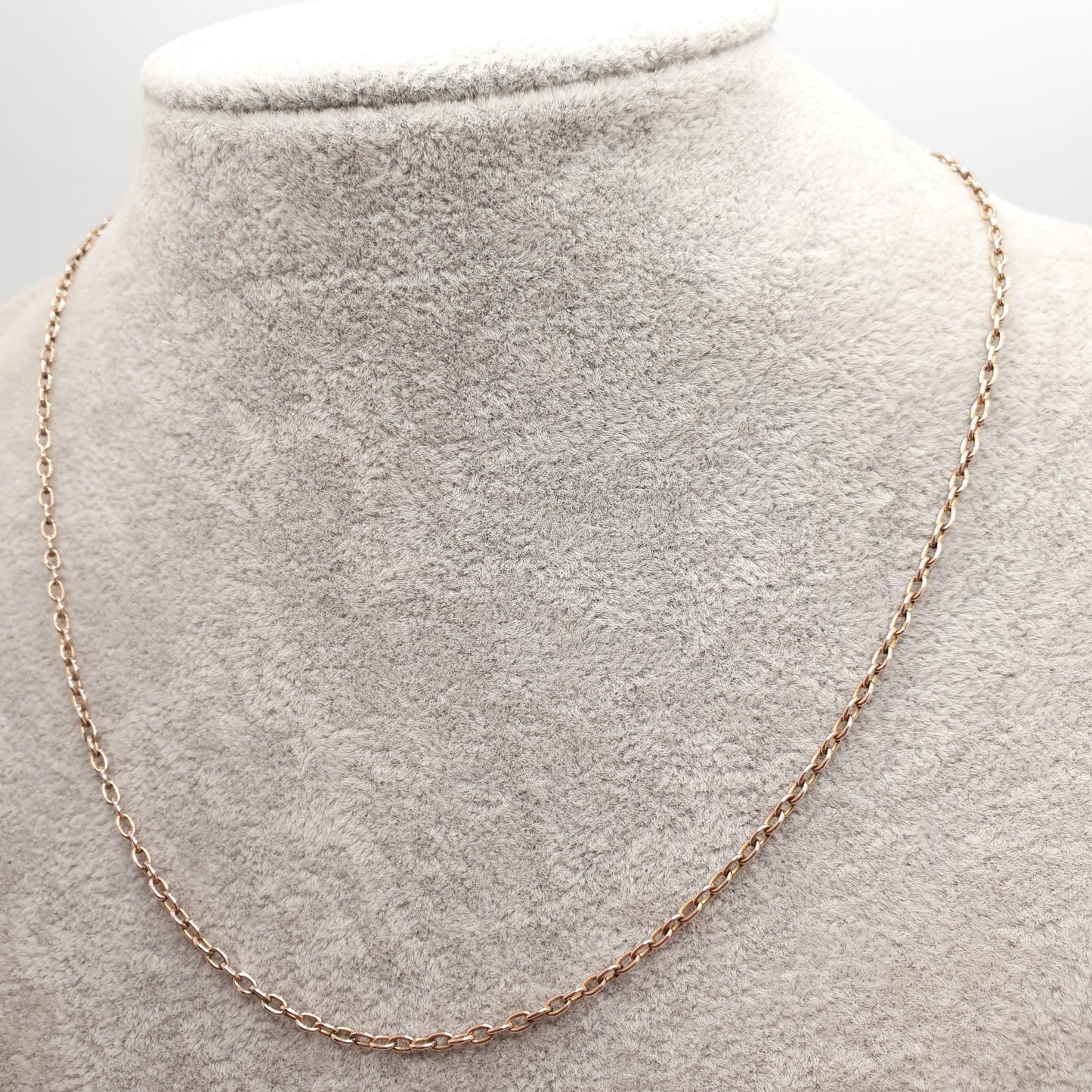 Antique 9ct 9k Rose Gold Chain Necklace Victorian Cable Link Solid 375 44cm 17.3" 4.70g Trace Fine Estate Genuine Vintage Womens Jewelry