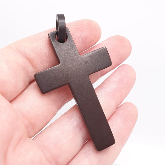 Antique Victorian Vulcanite Crucifix Cross Pendant Necklace Large Big Whitby Jet Imitation Mourning Ebonite Large Jewelry Jewellery Vintage